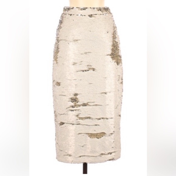 Anthropologie Hutch Golden Sequin Pencil Skirt - Picture 2 of 8